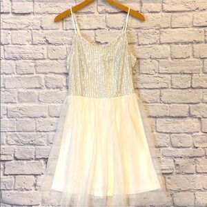 Dressystar White Sequin Cami Dress Party Cottage Fairy Romantic Size Medium